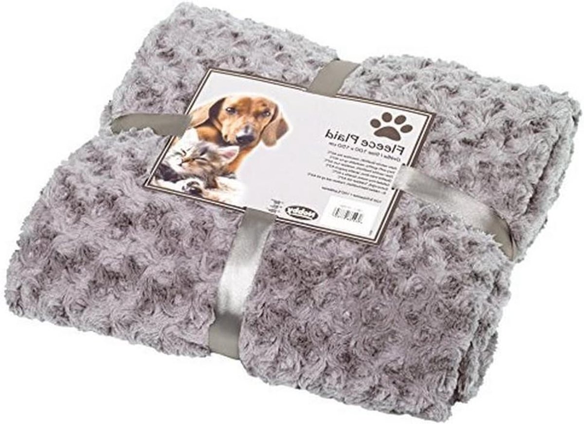 Fleece Plaid - Deken Honden - Huisdier Comfort - Super Zacht - 39.5 x 34.9 cm - Grijs