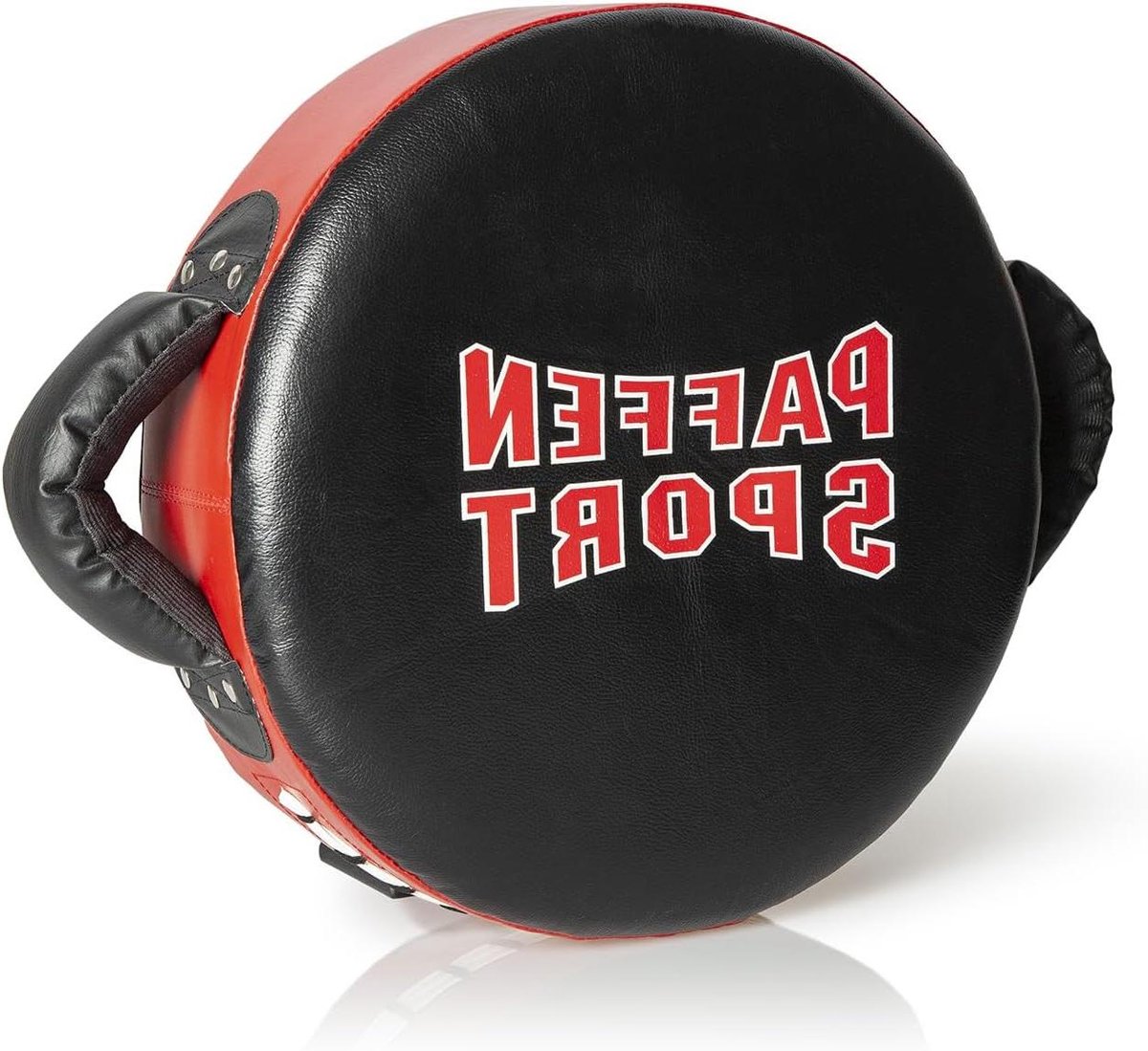 TRAINING HIT SHIELD - bokshandschoen bokszak - bokstraining - handgemaakt - 40 cm diameter - zwart rood