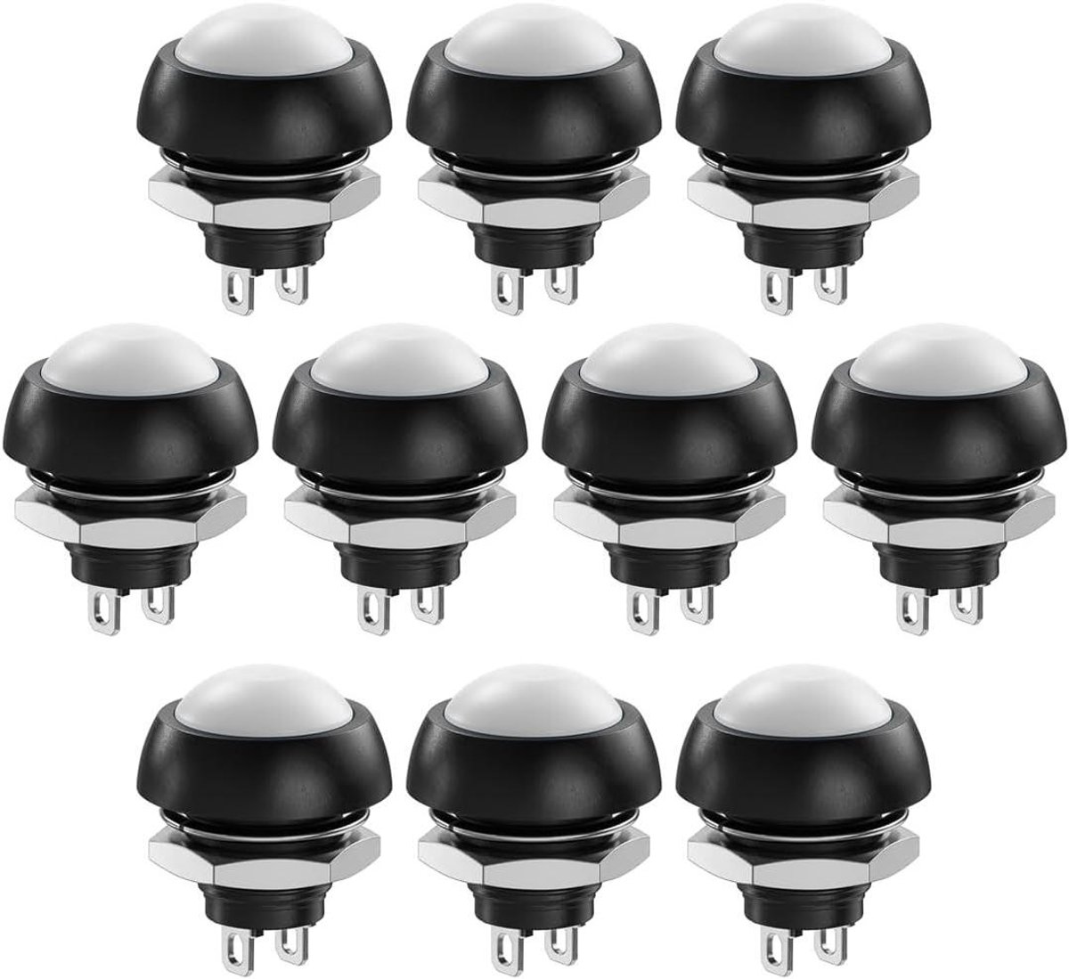 Drukknop Schakelaars - Momentane Knoppen - Apparaten Bediening - Waterdicht Ontwerp - 12mm Diameter - Wit