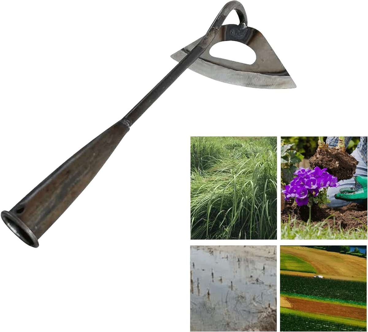 Holle Schoffel - Wiedgereedschap Tuin - Onkruid Verwijderen - Verdikt Mangaanstaal - 365 x 16 x 8 cm - Zilver