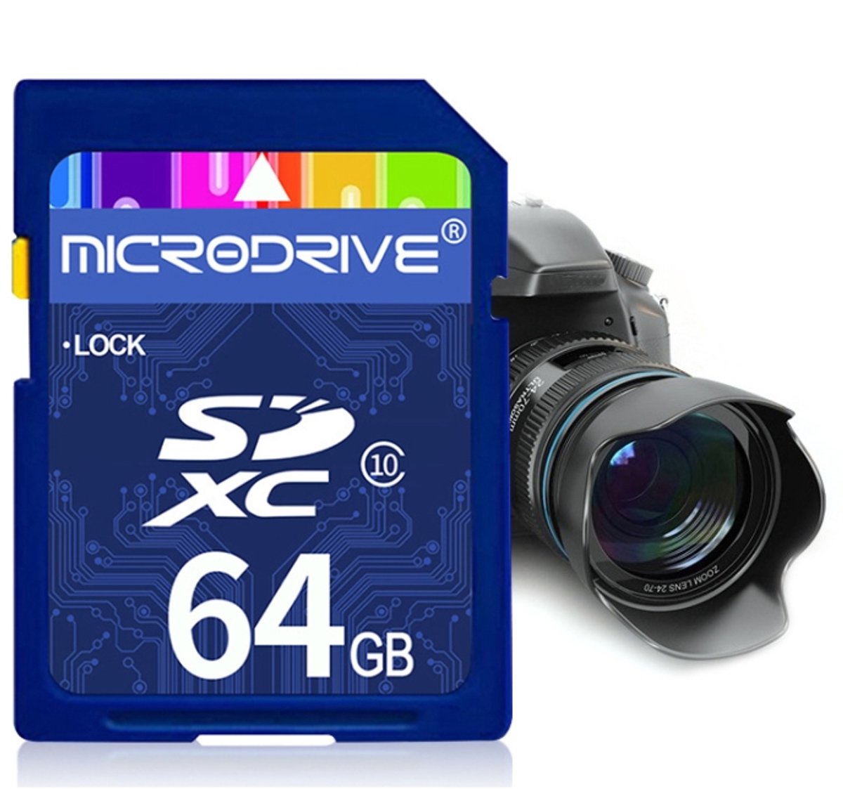 Microdrive 64GB High Speed Class 10 SD-geheugenkaart voor alle digitale apparaten met SD-kaartsleuf