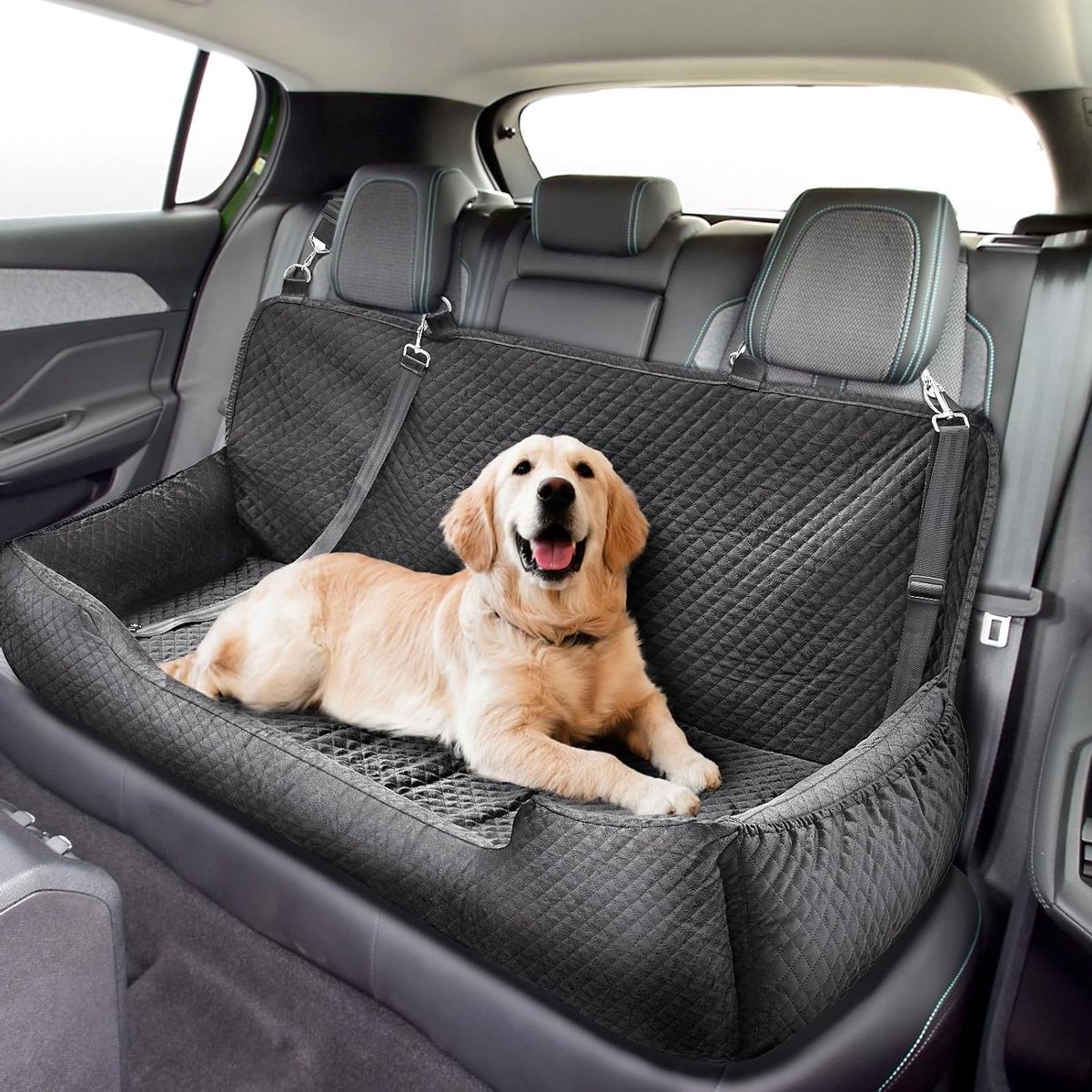 Hondenautobed - Honden reiskussen - Veilig reizen - Volledig afneembaar - 1245 x 56 x 203 cm - Zwart