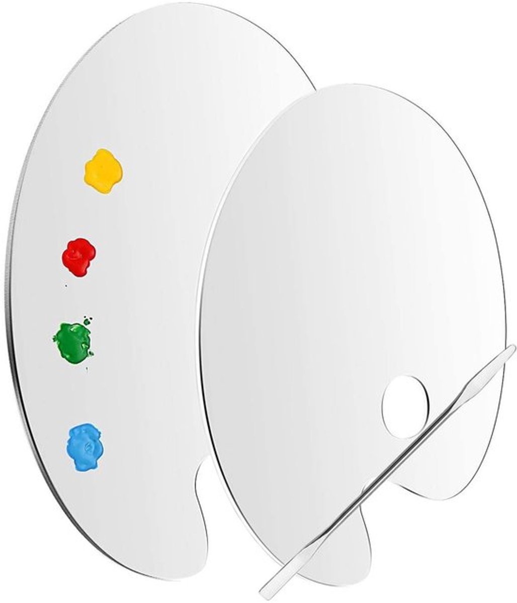 Store_8 - Helder acrylverfpalet - Verfmengpalet - Duimgat - Zilver