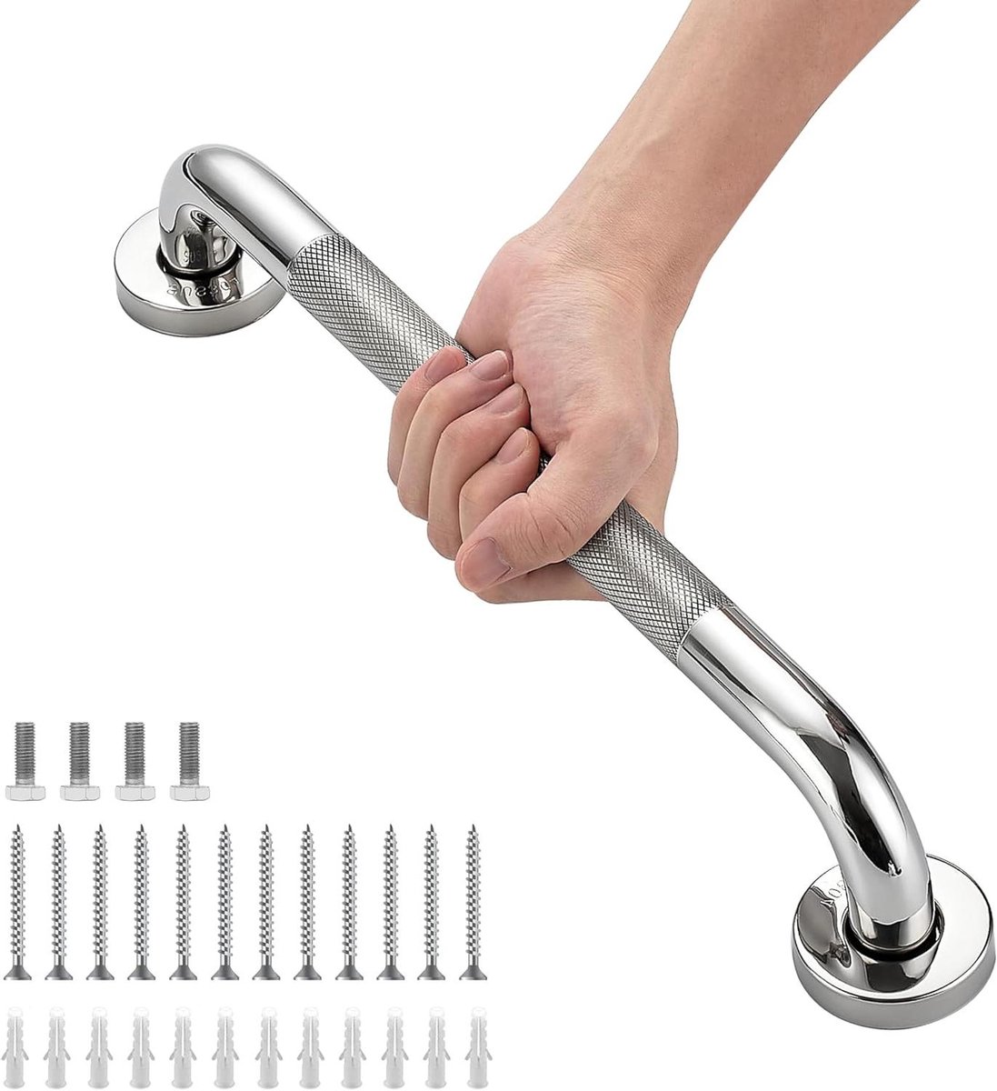 Douchehandgreep - Badkamergreep - Veilige Badkamer - Antislip Gekarteld - 61 cm - Gepolijst Nikkel