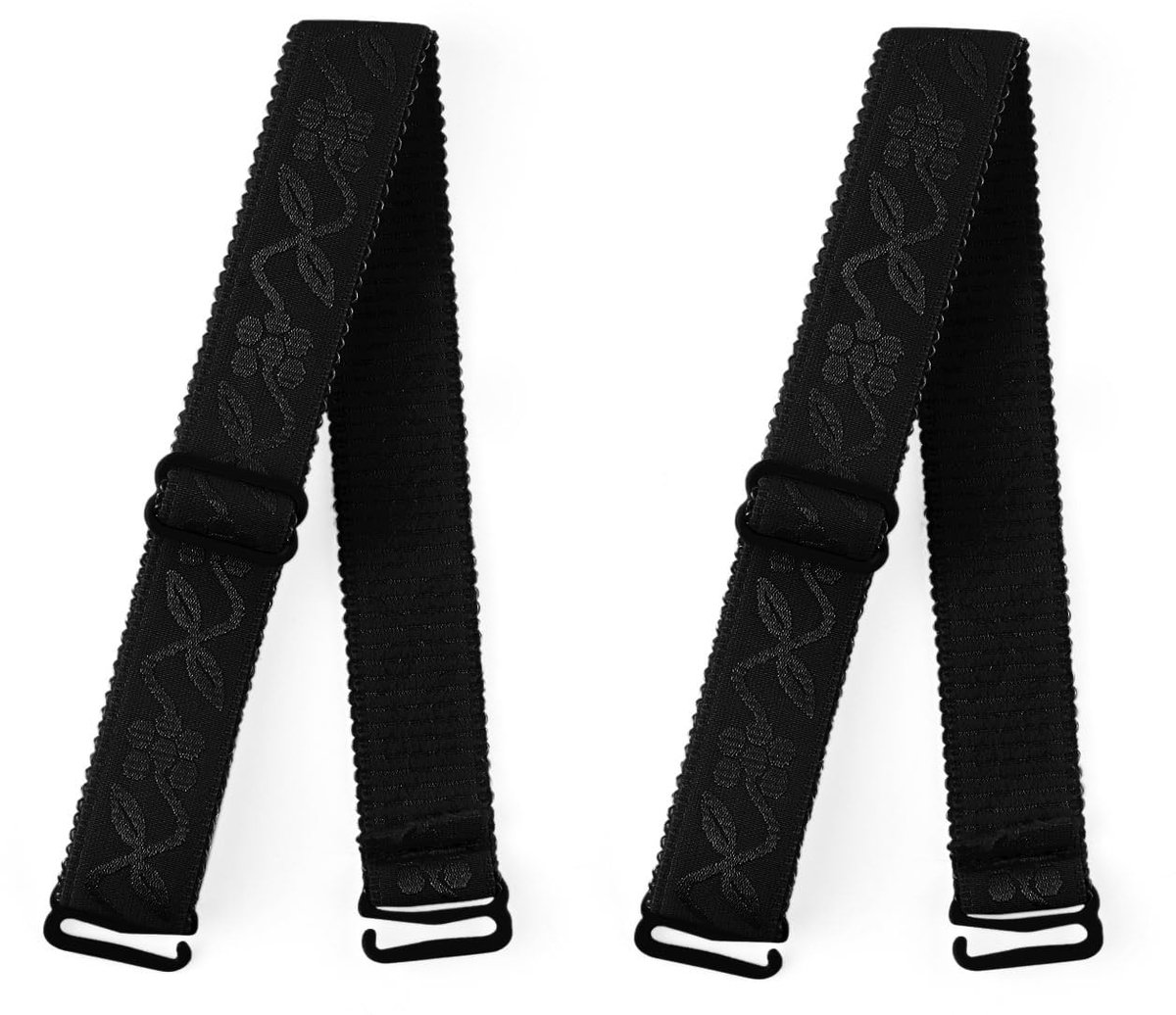 sourcing kaart Vrouw Dame Zwart Verstelbare Zichtbare Elastische Schouderbeha Bandjes 2 Stuks, Zwart-wijnstok patroon, Width:0.59"/1.5cm