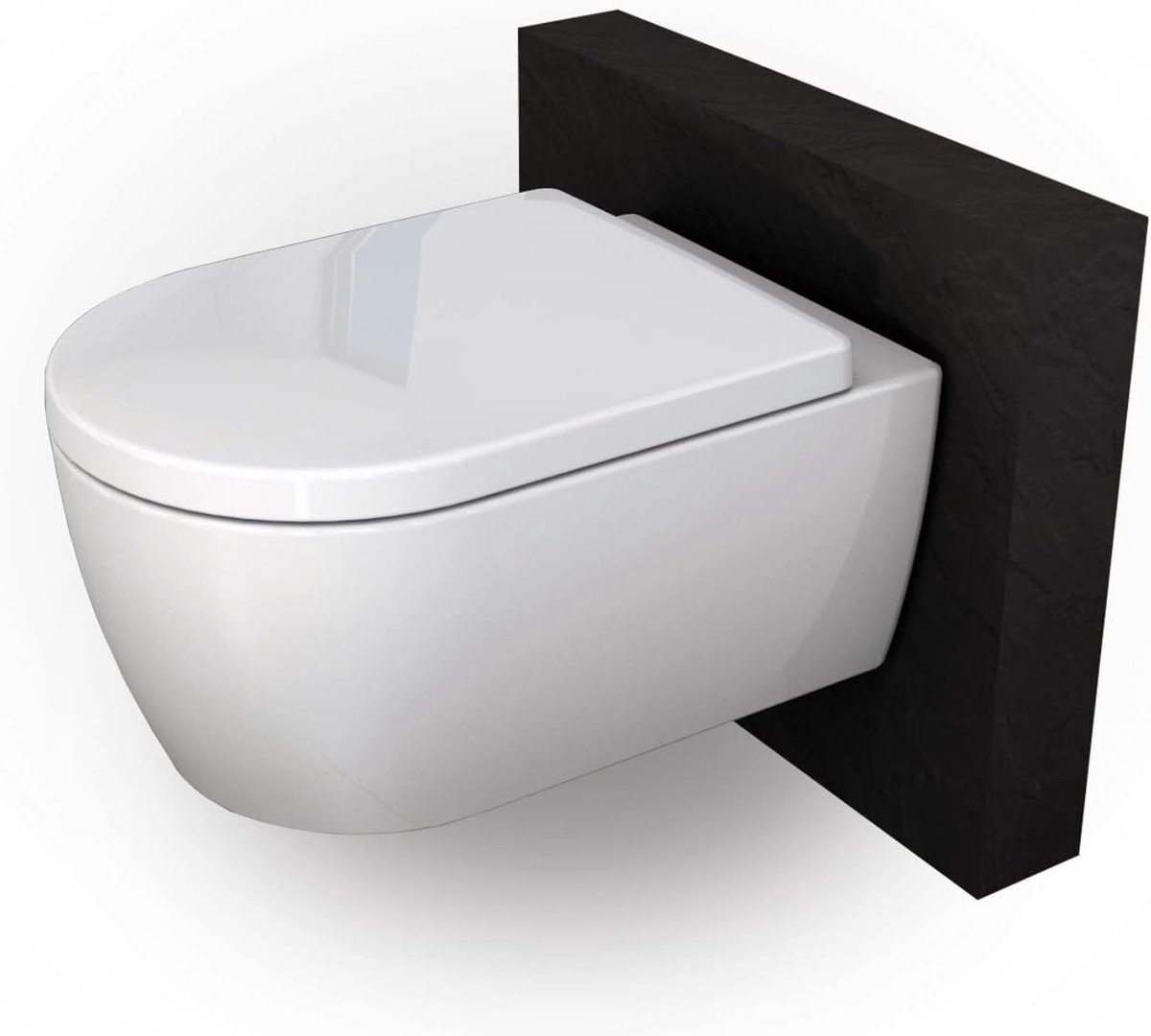 Wandtoilet Keramiek - Hangend toilet D-Shape - Badkamer Hygiëne - Randloos en Makkelijk Schoon