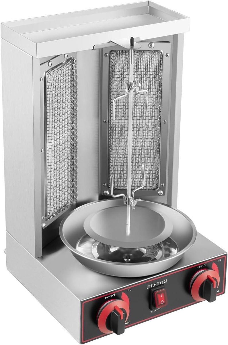 Verticale Grill - Kipgrill Tafelgrill - Gelijkmatig Garen - 360 Graden Rotatie - 50 x 335 x 33 cm - Zwart