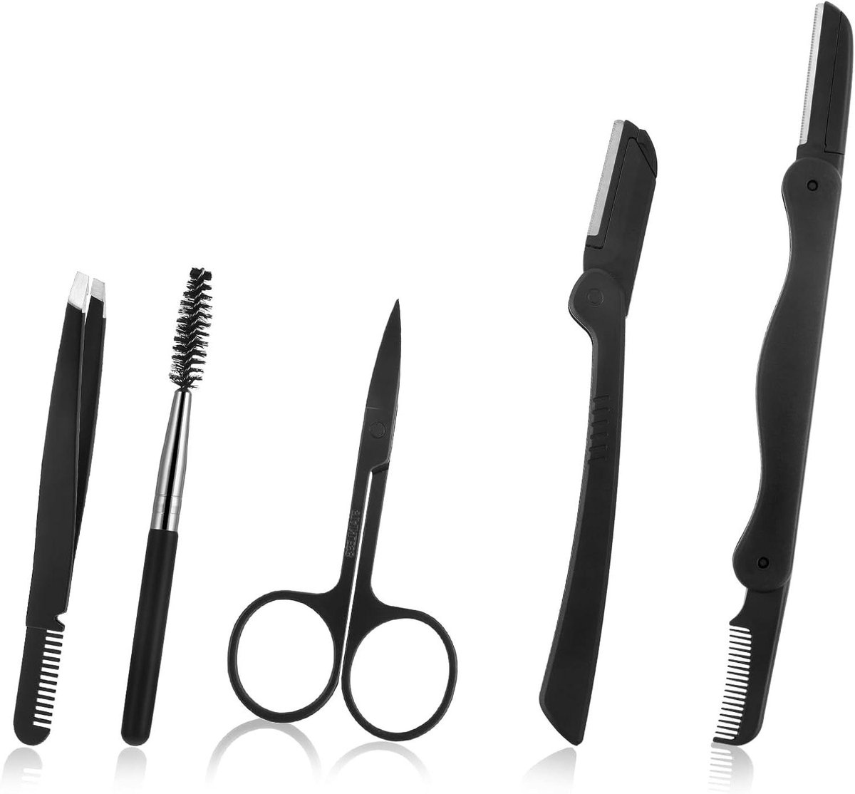 Wenkbrauwset - Wenkbrauwtrimmer kit - Gezichtsverzorging - 5-in-1 set - 18 x 95 x 1 cm - Zwart
