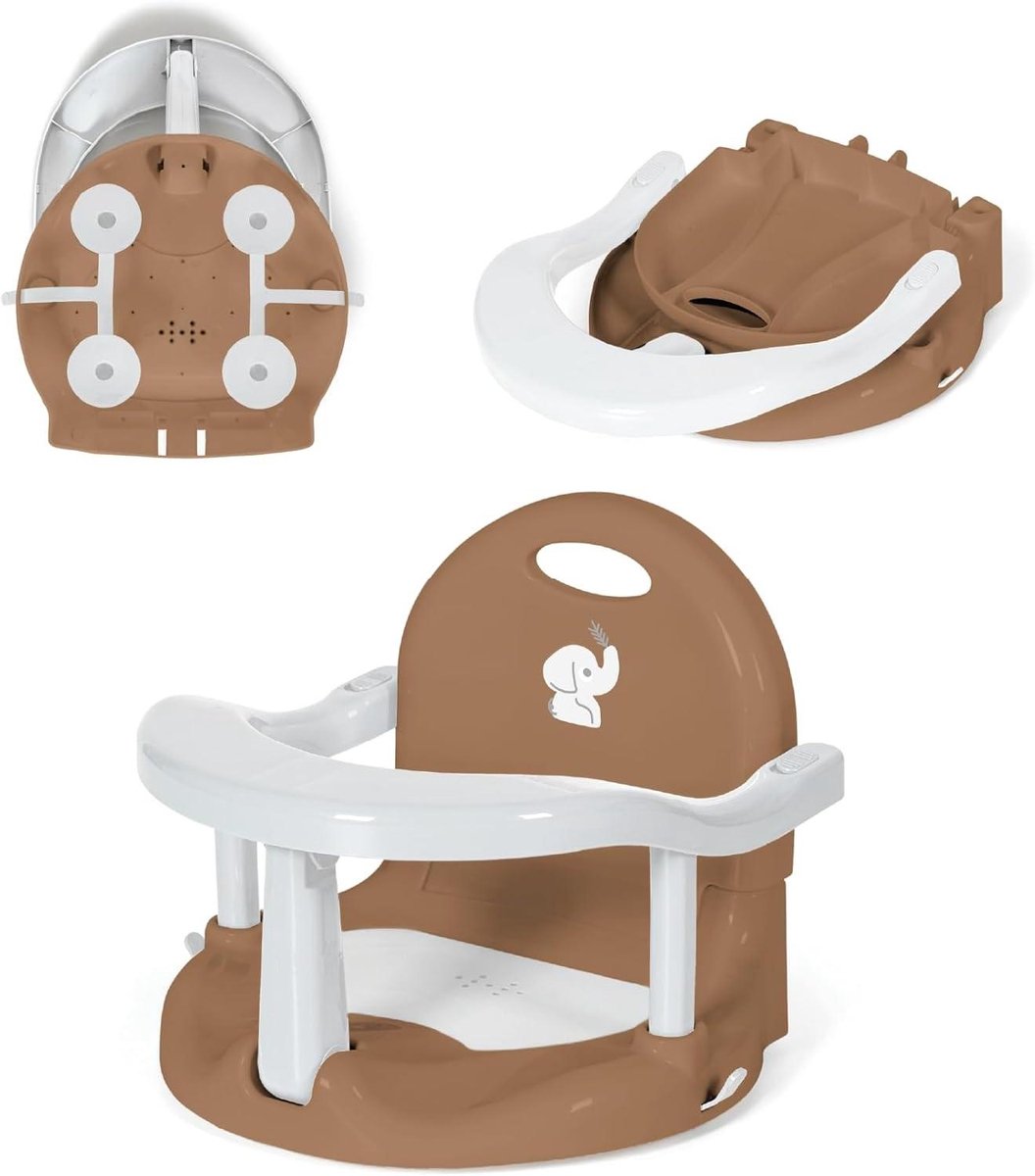 Baby Badstoel - Badzitje Baby - Veilig Baden - Antislip & Zuignappen - Compact Opvouwbaar - Beige