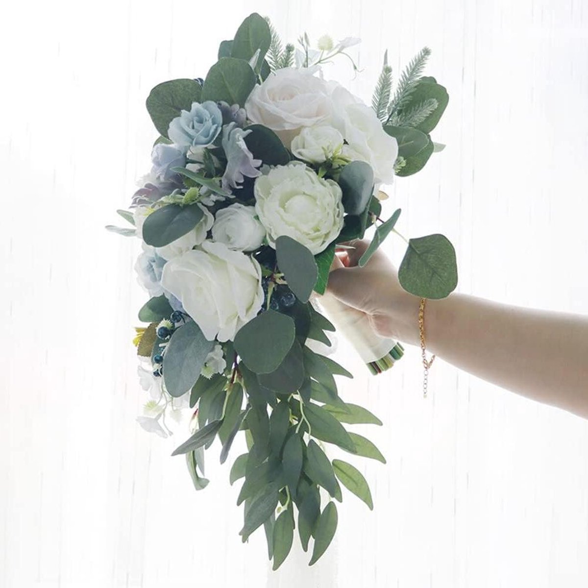 Bruidsboeket Kunstbloemen - Bruidsboeket Rozen - Bruiloft Decoratie - Zijde Stof Realistisch - Handgemaakt Boeket - Type 13