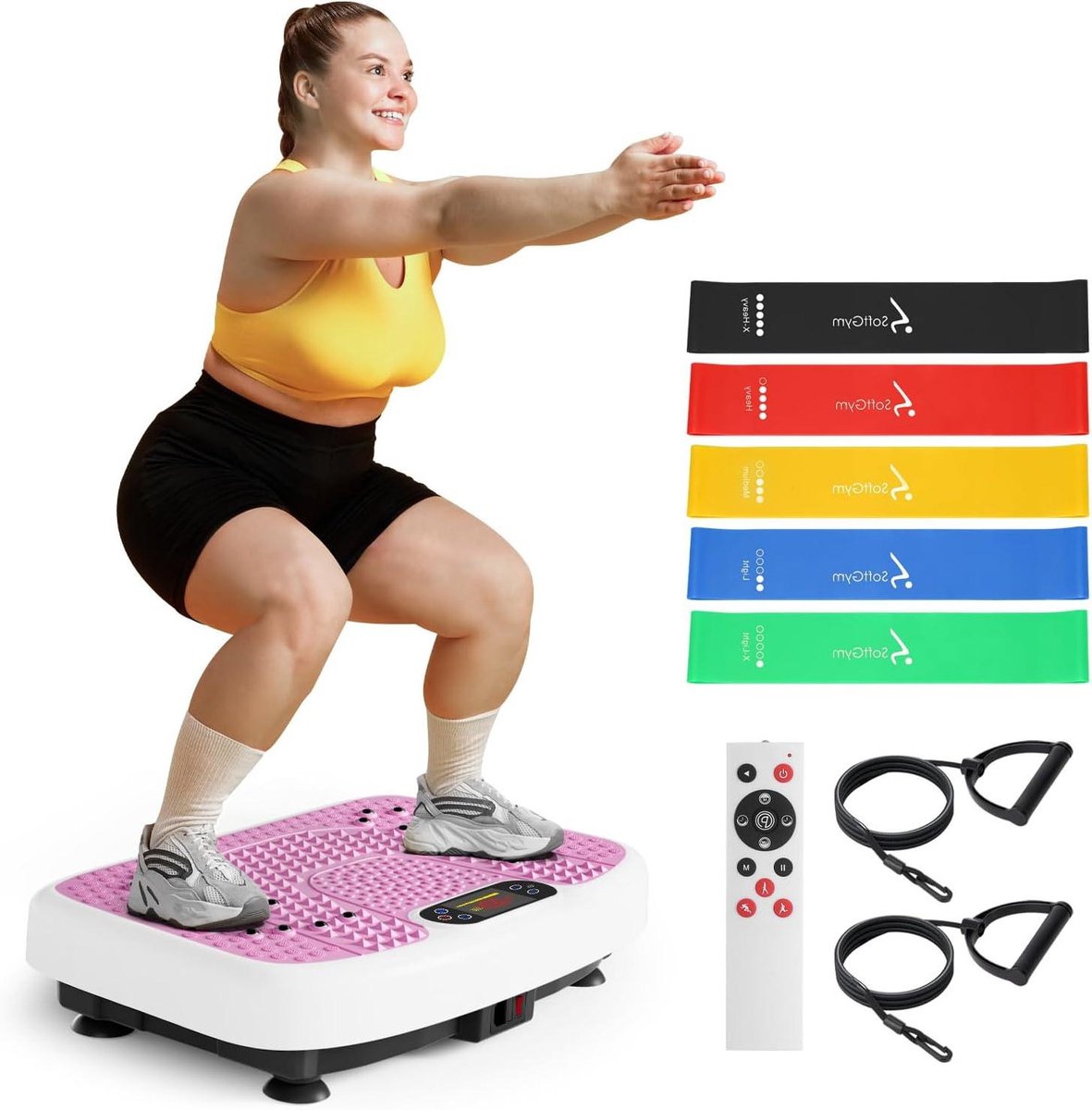 Trillingsplaat Oefenmachine - Body Shaker - Hele Lichaam Workout - 120 Trillingsniveaus - 400 lbs Capaciteit - Roze