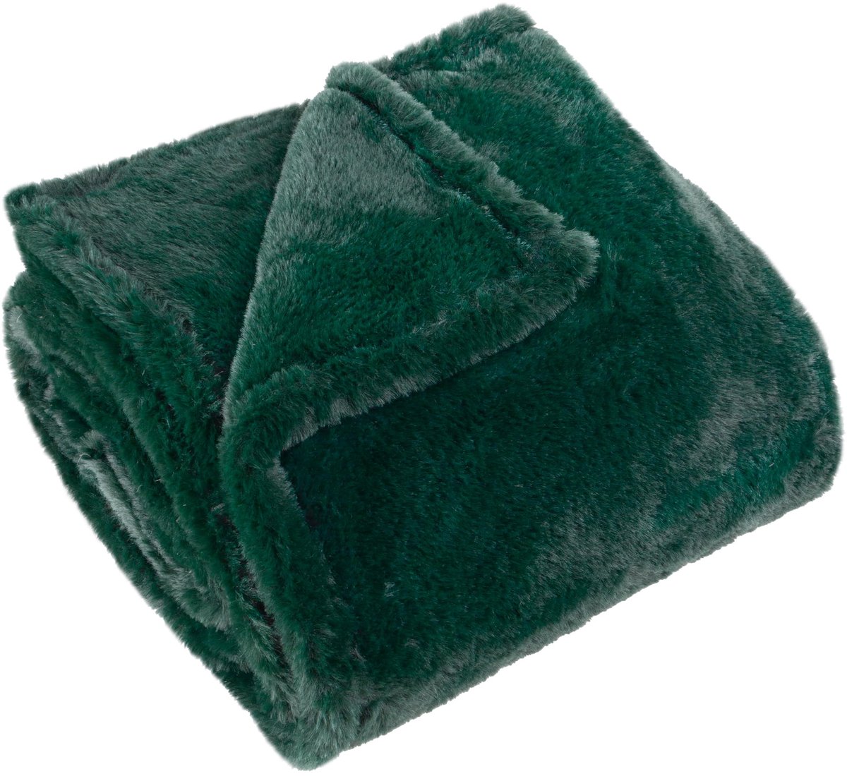 Plaid - aardachtige zachte pluizige decoratieve plaid met Oxford rand (naaldgroen - 150 x 200 cm)