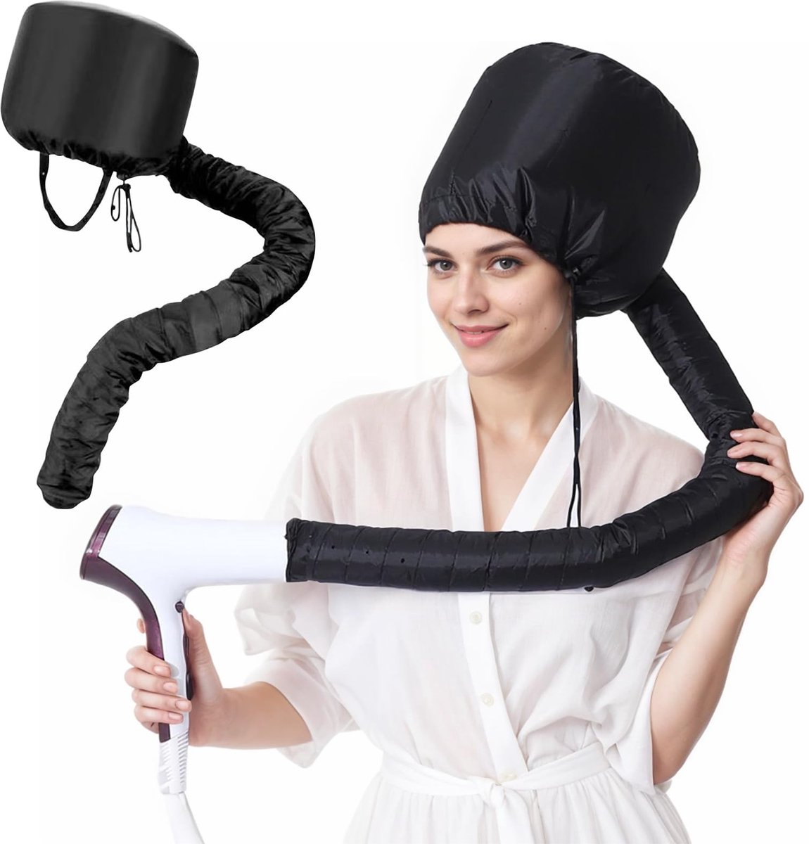 cap voor krullen, droogkap voor haar, droogkap, zwevende kap, föhnkap, diffuser, föhn, droge haarkap, thermische kap voor diepe verzorging, handhaardrogerkap, droge styling krullend haar