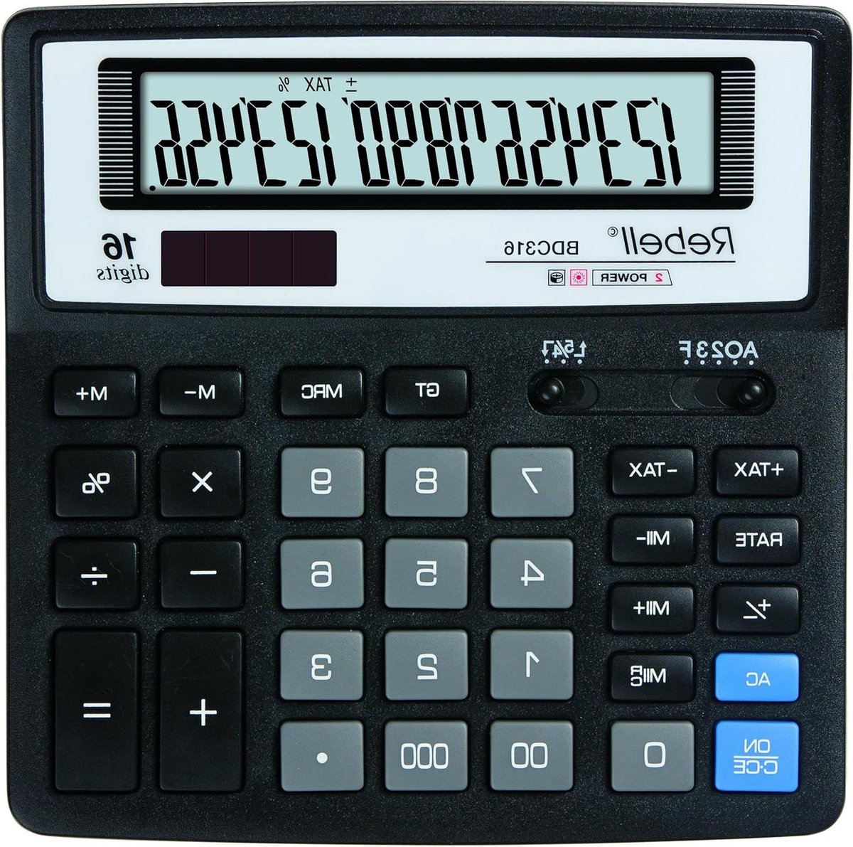 Bureaurekenmachine - Zakrekenmachine - Dagelijkse Berekeningen - 16-cijferig display - 156 mm breed - Zwart