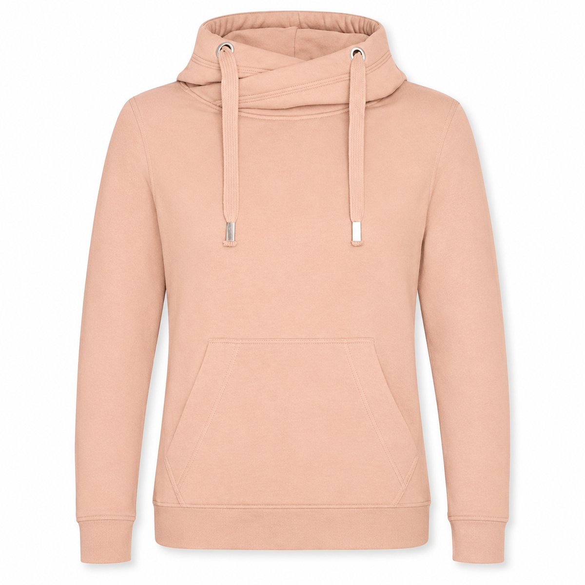 Cross Neck Hoodie Heren – Heavyweight Hoodie 330 g/m² – Crossover Hals – Streetwear Trui Perzik
