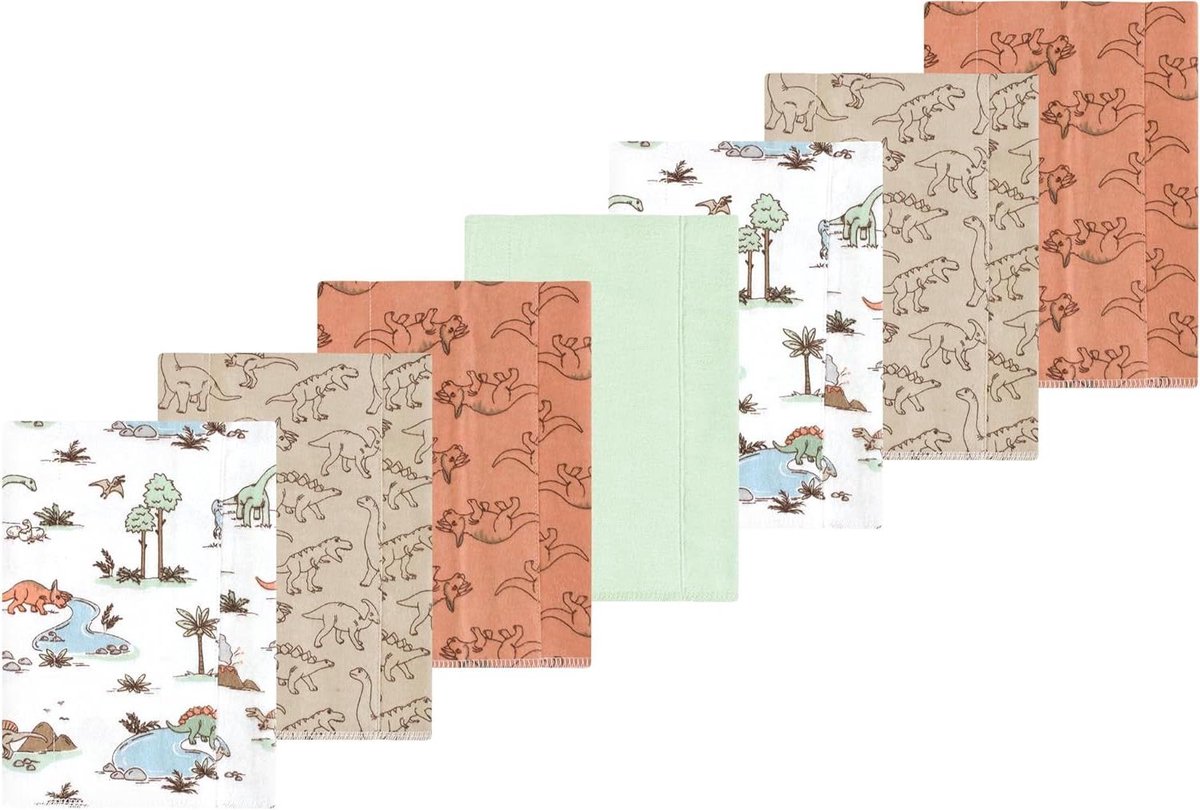 Baby Spuugdoeken - Hydrofiele Doeken - Baby Verzorging - Zachte Flanel Katoen - 7 Stuks - Dinosaurus Print