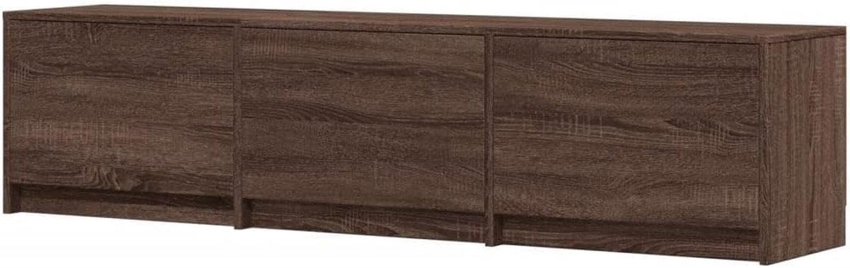 TV Kast met LED - Wandmeubel Dressoir - Media Opbergen - RGB Verlichting - 165x34x40 cm - Bruin Eiken