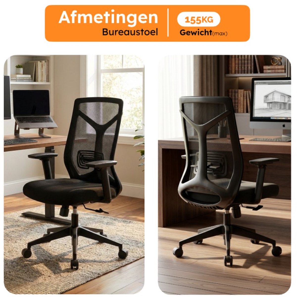 Roveo Ergonomische Bureaustoel - Office Gaming Chair - Volwassenen Game Stoel - Gamestoel - Zwart – foto 3