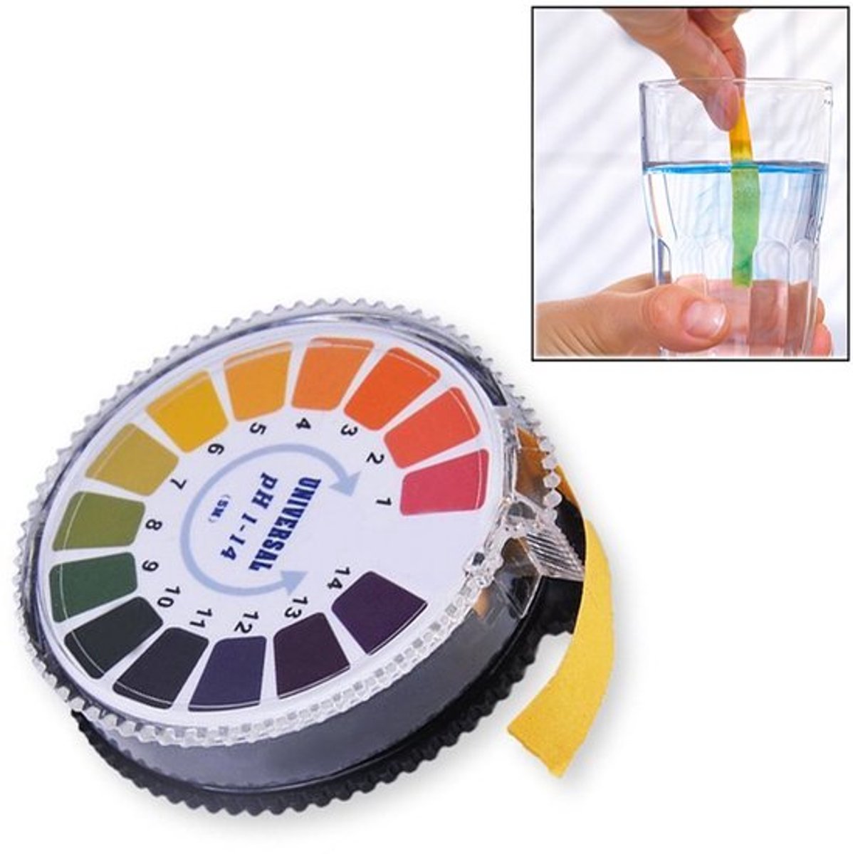 pH indicator, litmoetest, rolpapier, bereik 1-14 voor water, urine en speeksel