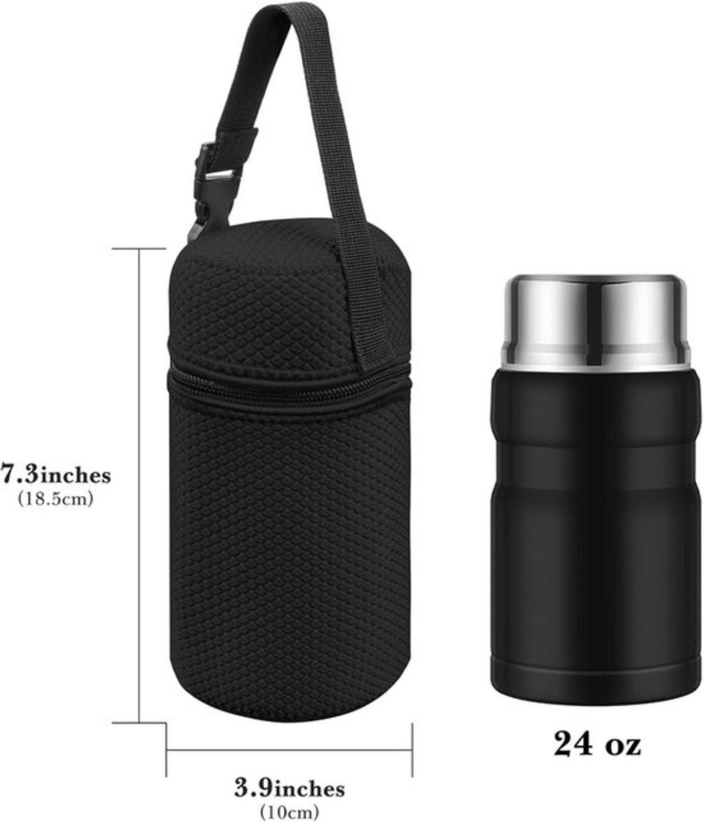 - Thermische pot draagtas - Geïsoleerde lunchtas met schouderriem - Geschikt voor kantoorwerk - Outdoor picknicks - Compatibel met thermoskan - 24 oz - Serlium - Bidakid - Blockhutte (Zwart)