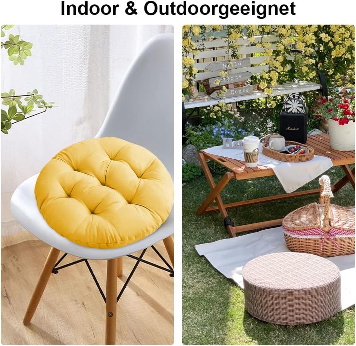 Ronde Zitkussens 40 cm - Set van 4 Stuks voor Stoelen, Binnen en Buiten, Comfortabel en Stijlvol