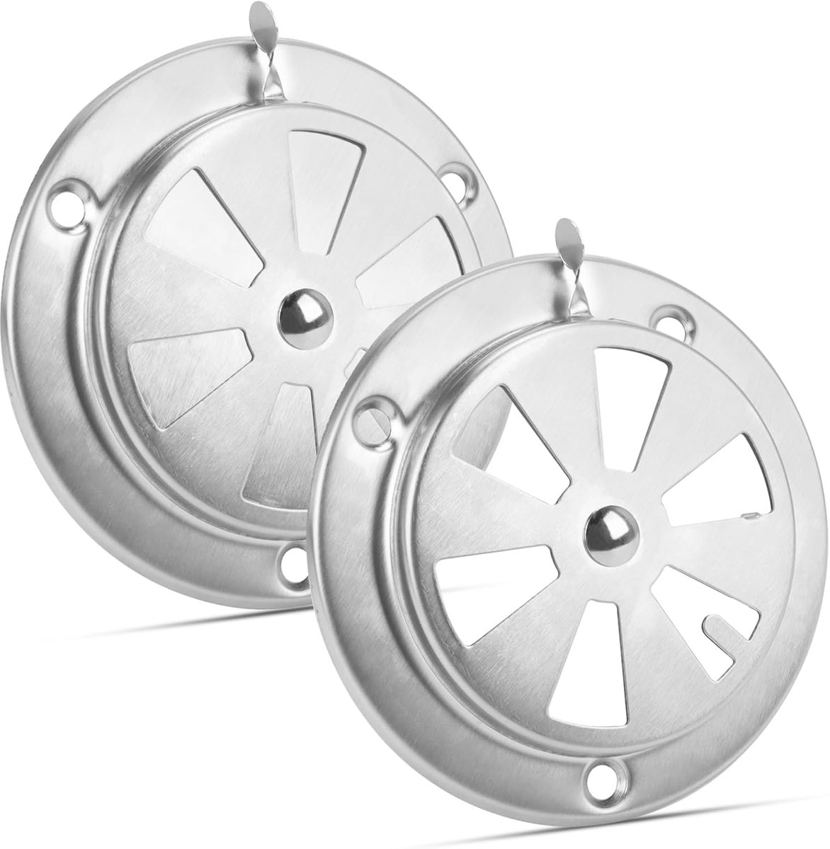RVS Ventilatierooster Rond - 2 Stuks - Verstelbaar Luchtrooster 9.5 cm voor BBQ, Boot, Camper en Rookoven - Zilver