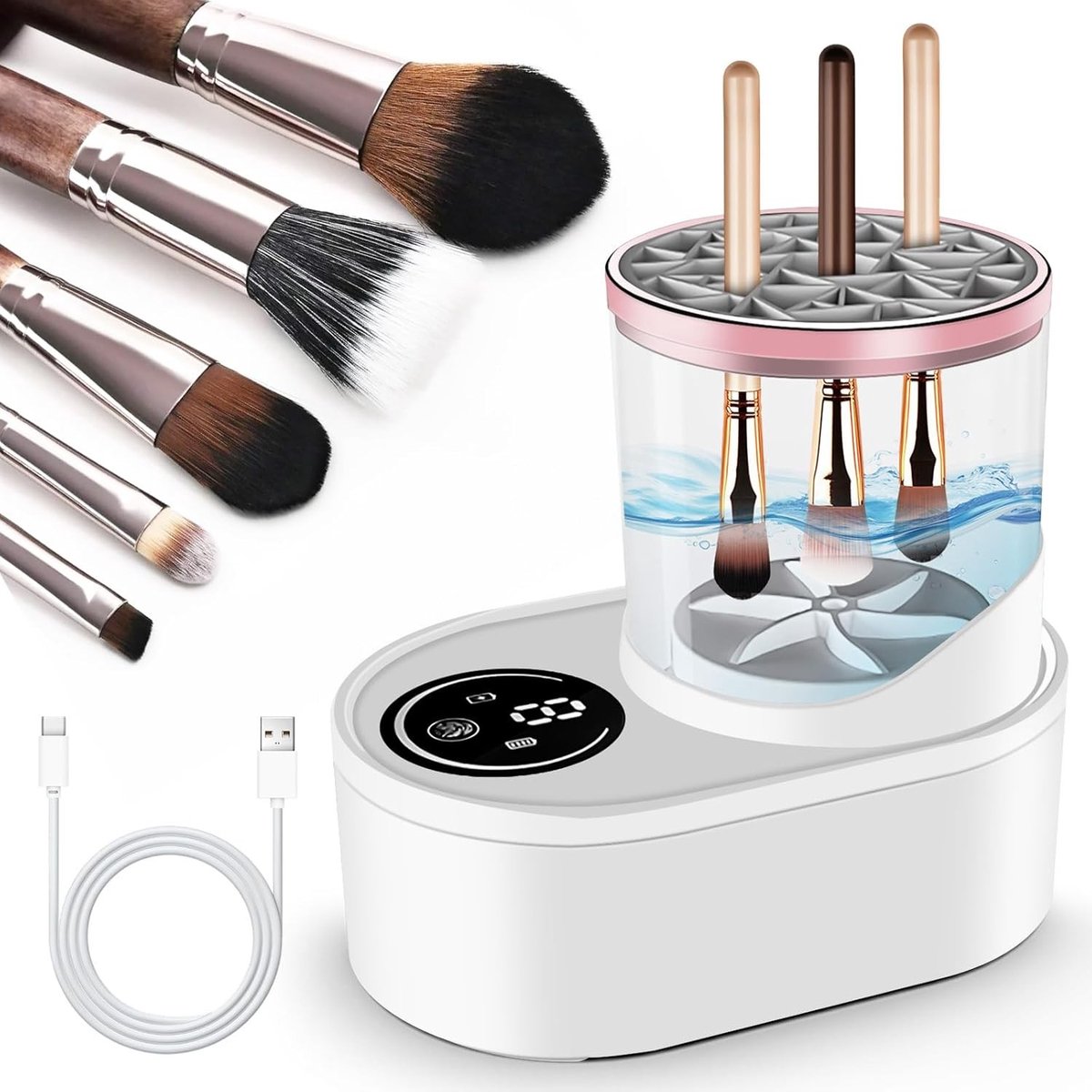 Automatische Make-up Borstel Cleaner met USB, Rotating Schoonmaakfunctie, Ideaal Cadeau voor Vrouwen en Make-up Liefhebbers