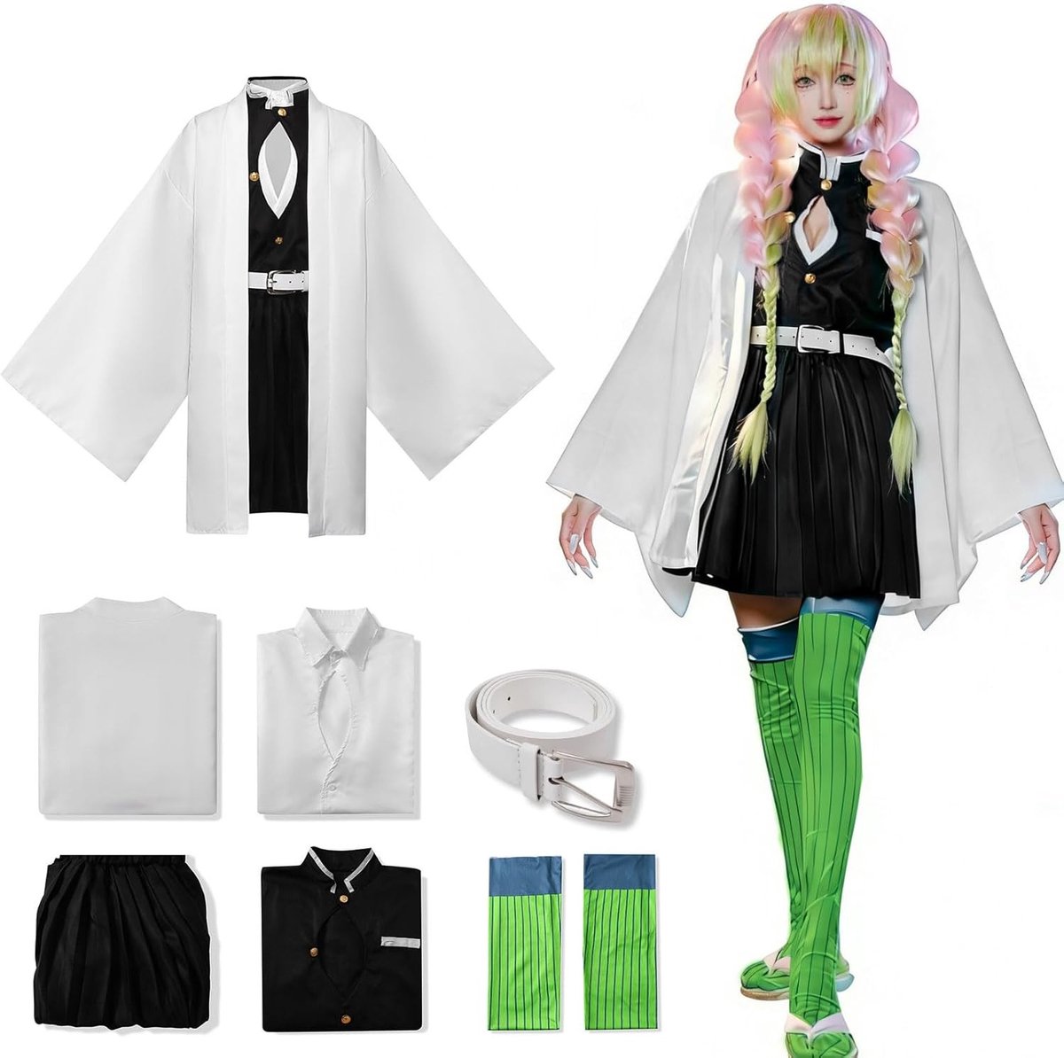 Anime Kostuum voor Giyuu, Shinobu, Mitsuri, Muichirou, Tanjiro, Nezuko en Zenitsu - Cosplay Outfit voor Mannen en Vrouwen, Perfect voor Carnaval, Halloween en Anime Conventies