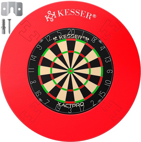 KESSER® Dartbord Sisal met Surround Ring Rood - 38-delige Dart Set inclusief 9x Dartpijlen en 21x Dartflights + Accessoires van Merkloos — afbeelding 5