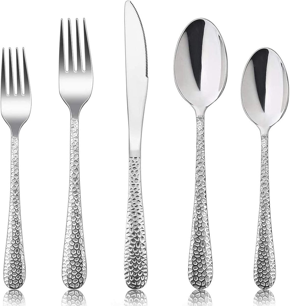 Complete Bestekset van 60 Stukken voor 12 Personen met Messen, Vorken en Lepels, Modern Ontwerp, Geschikt voor Thuis, Feesten en Restaurants, Vaatwasserbestendig en Hoogglans Gepolijst