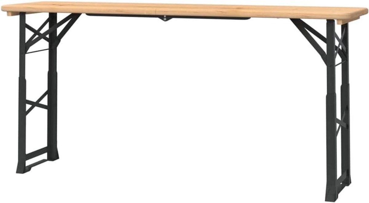 Klaptafel Dennenhout - Biertafel Inklapbaar - Feestelijke Bijeenkomsten - In Hoogte Verstelbaar - 170 x 50 x 75/105 cm - Bruin