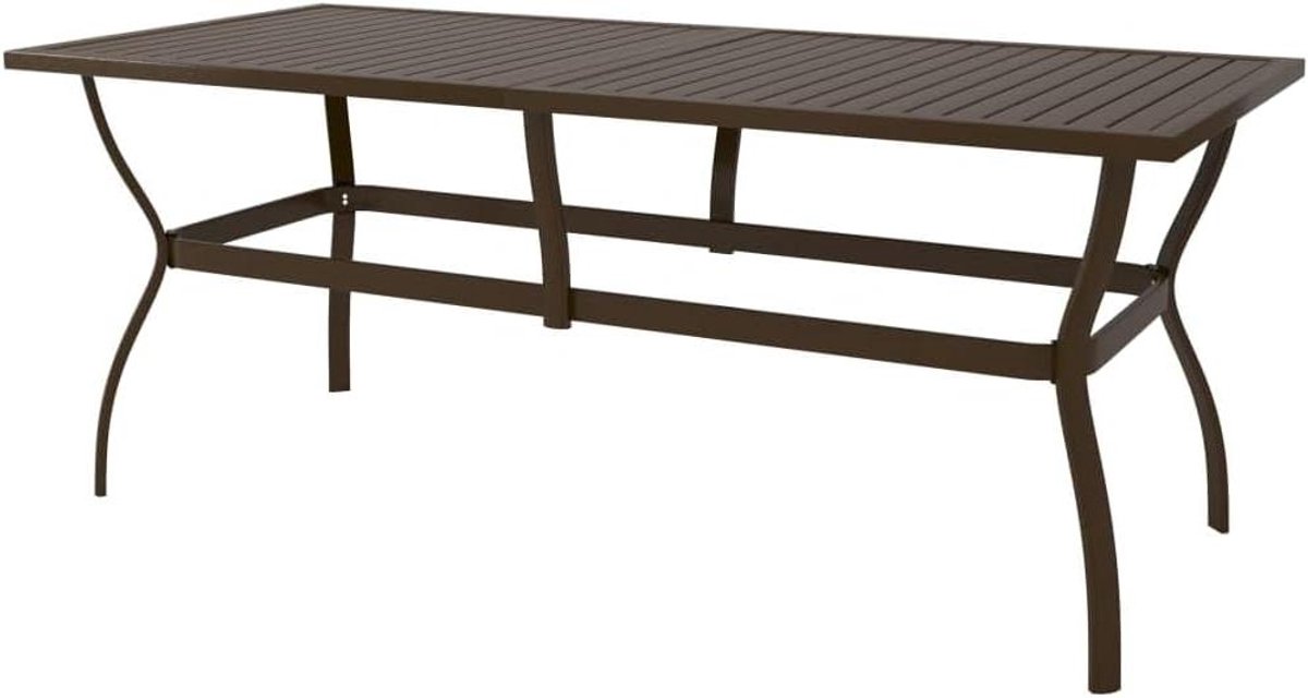 Tuintafel - Balkontafel Terrastafel - Buiten Eten - Gepoedercoat Staal - 190 x 80 x 72 cm - Bruin