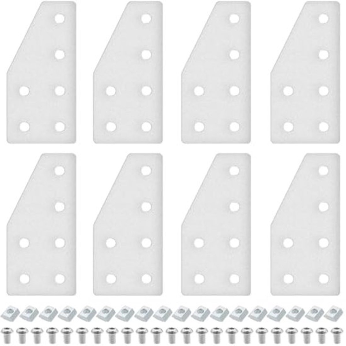 8 stuks 2040L Hoekbeugel Verbinding Plaat T Geprofileerde Accessoires 6-Gat 2040 Hardware Connector 2040 met T Moeren en Schroeven Zilver