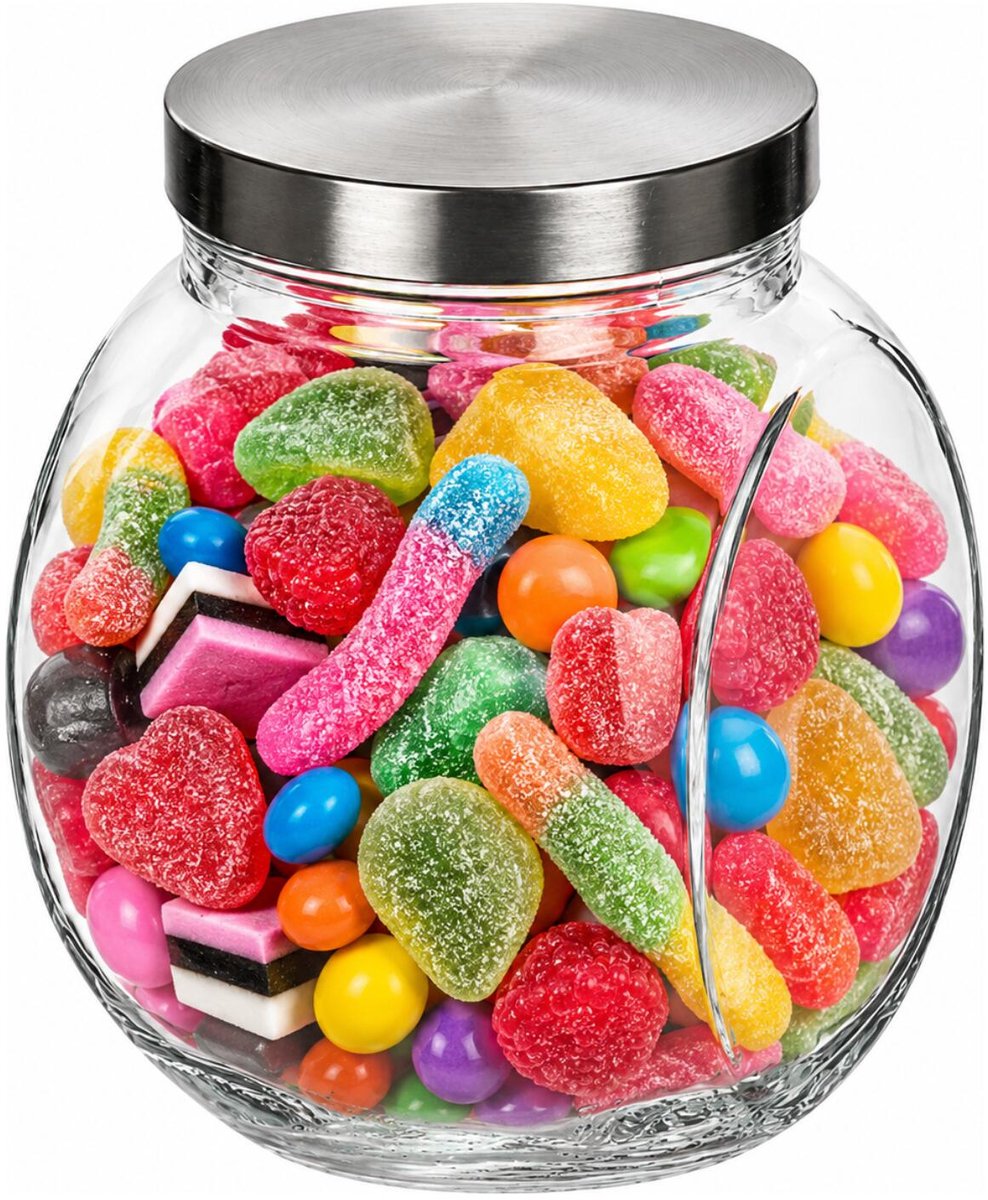 Alessandro Voorraadpot met deksel - glas - 16 x 16 cm - 1.4L - snoeppot - voedsel bewaren - koektrommel