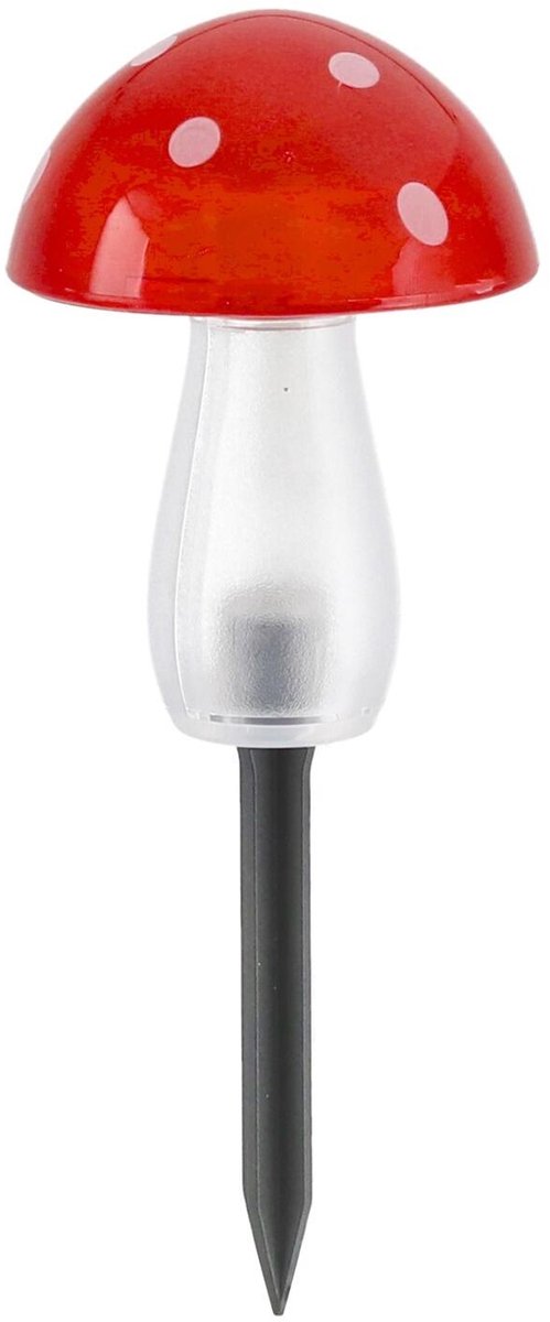 Cepewa tuinlamp paddenstoel - solar - H20 cm - incl grondpen - aan/uit schakelaar