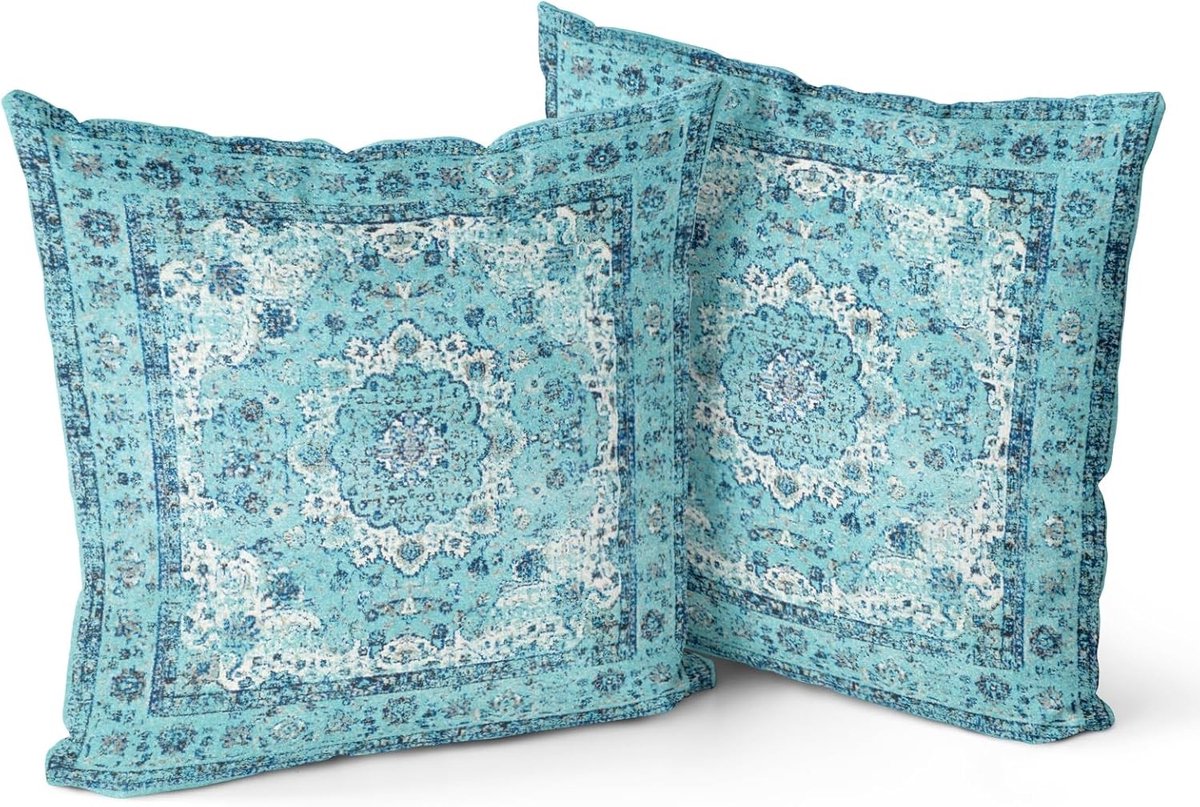 Set van 2 Boho Kussenslopen met Antiek en Vintage Ontwerp, Dubbelzijdig Patroon, 45 x 45 cm, Zachte Decoratieve Kussens voor Tuinmeubels en Bank, 18x18 Inch Kussenhoezen