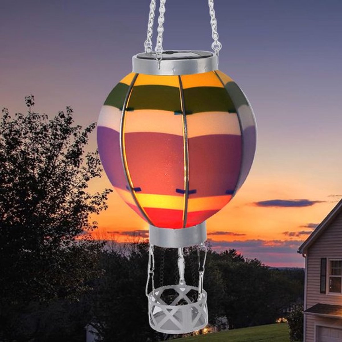 Heteluchtballon Solar Lantaarn met Kaarshouder, Solar Lantaarns Buitenverlichting IJzeren 