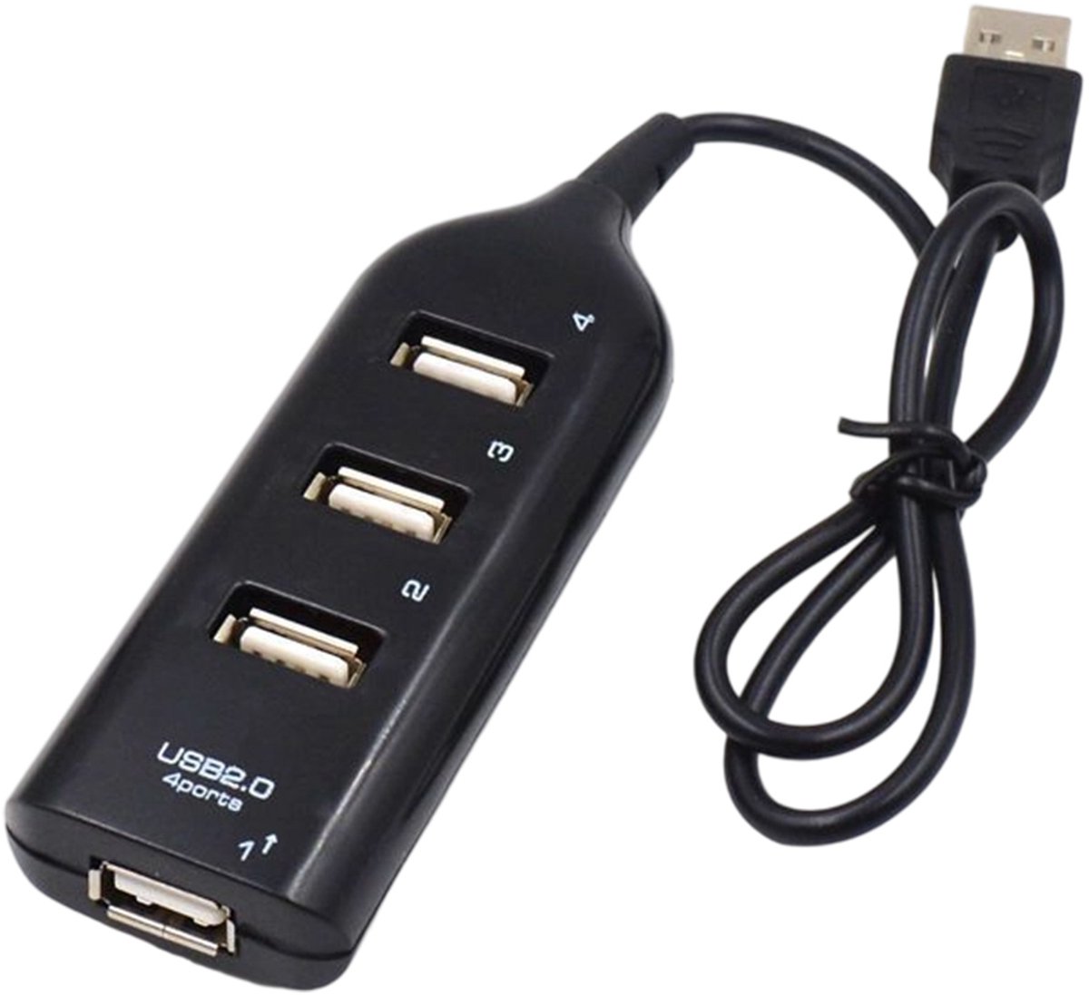 QTTVBTNA -USB Hub 4 Poorten - USB 2.0 Hub - USB Splitter - USB Verdeler voor Laptop en PC - Plug & Play - 480 Mbps - 50 cm Kabel