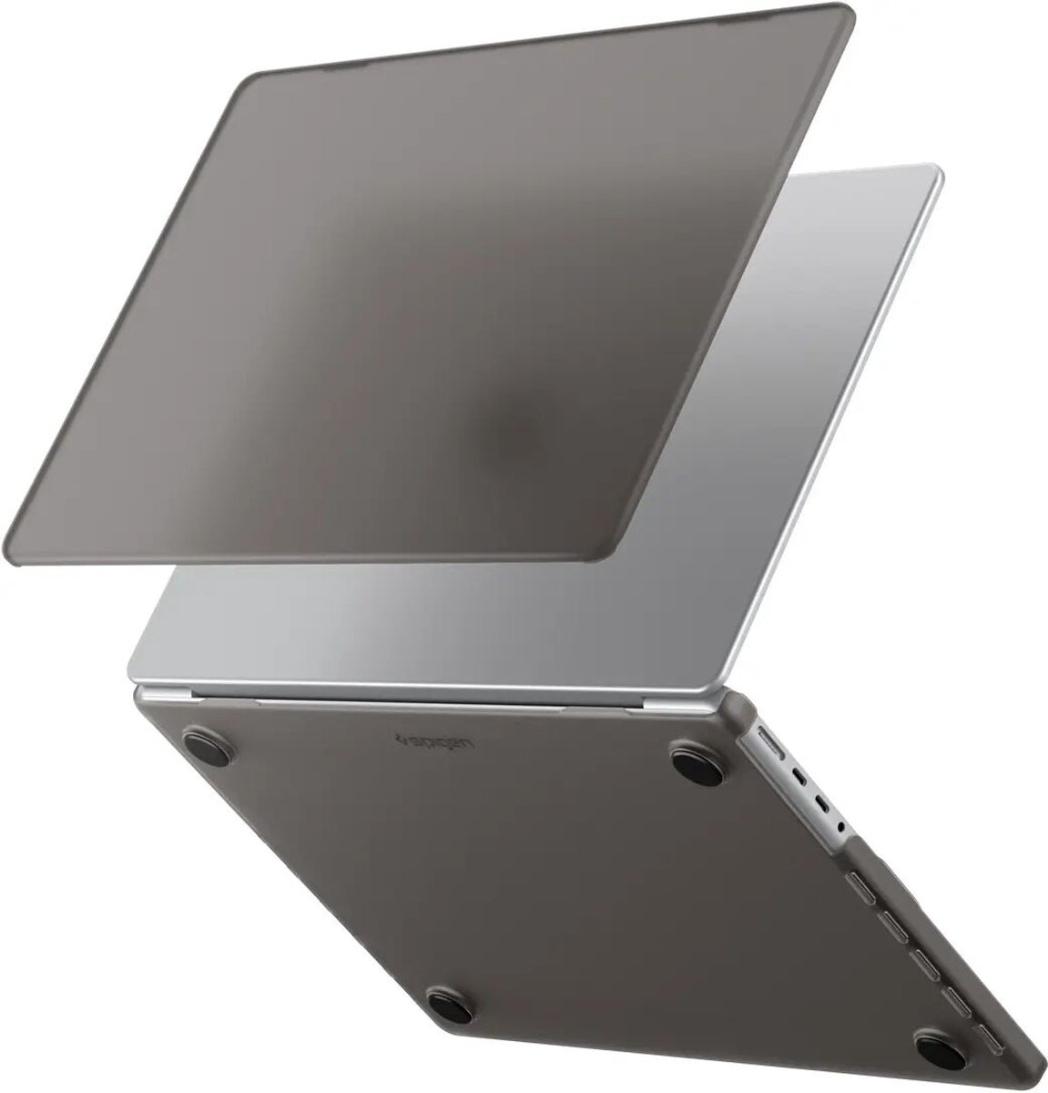 Spigen | Hoes Geschikt voor Macbook Pro 14 Inch (M5/M4/M3/M2/M1) | Air Skin | Back Cover | Verhoogde TPU-Voetjes | Hardcase Transparant Zwart