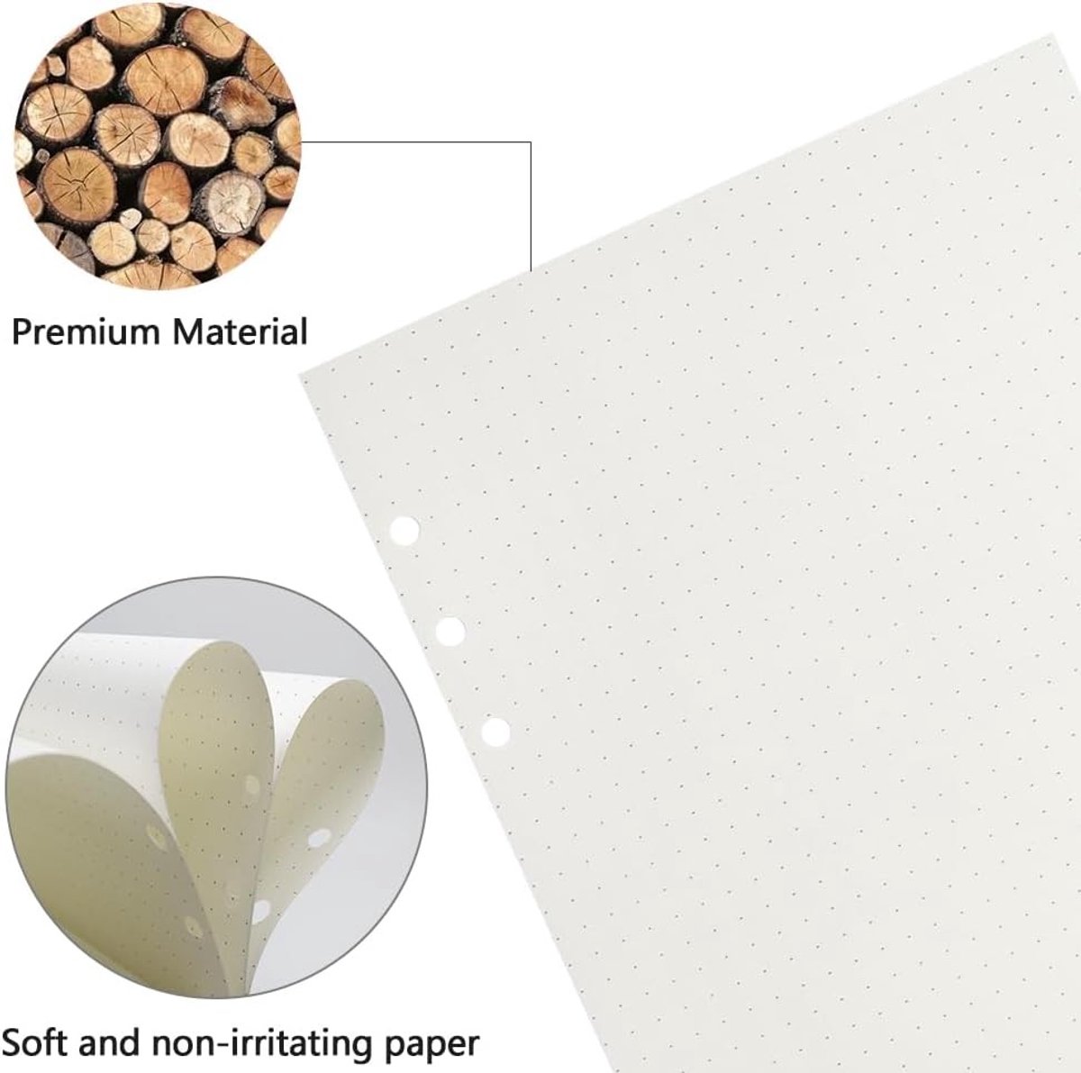 3-pack A5 notitieboek navullingen met 135 vellen gelijnd papier, 6 gaten voor hervulbare binders, ideaal voor dagboeken en schetsen