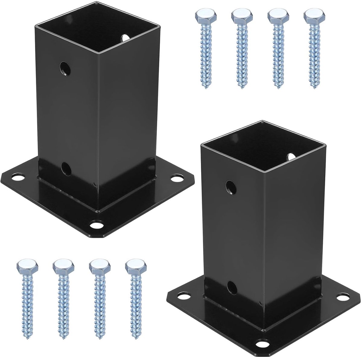 Screw-on sleeve 70x70mm voor vierkante houten palen, stevige paalondersteuning, grondslurf en anker voor hekwerk en tuinprojecten