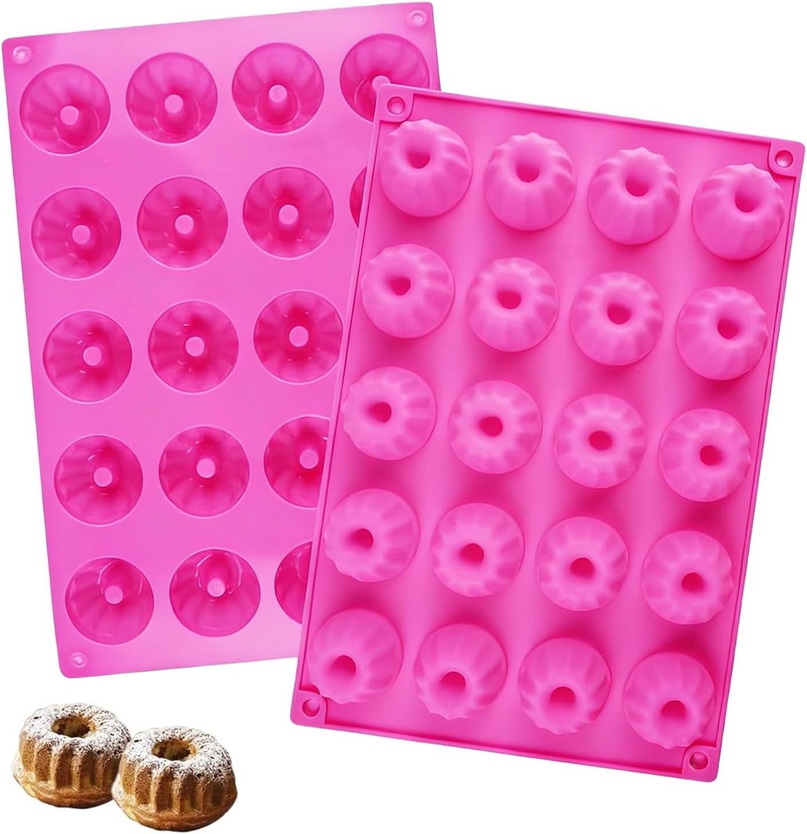 Set van 2 siliconen mini-gugelhupvormen, ideaal voor muffins, pudding en kleine taarten