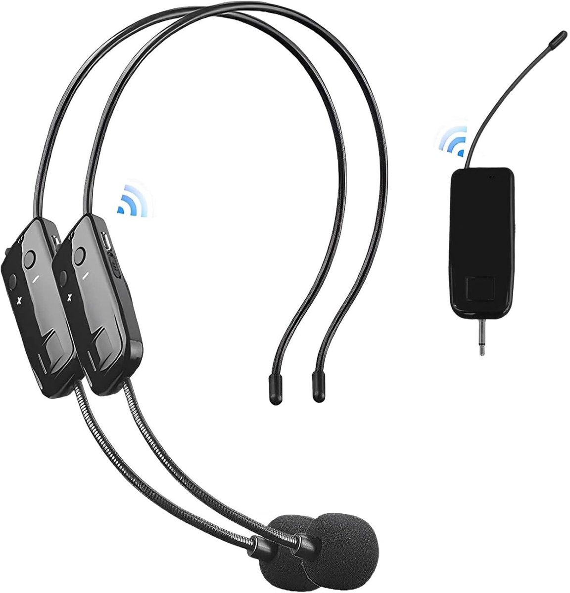 zurabini - Draadloze Microfoon Set – 2-in-1 Draadloos Microfoonsysteem met Ruisonderdrukking – 50 Meter Bereik en Lange Batterijduur – Dubbele Microfoon voor Twee Personen Tegelijk – Voor Presentaties, Lesgeven en Evenementen