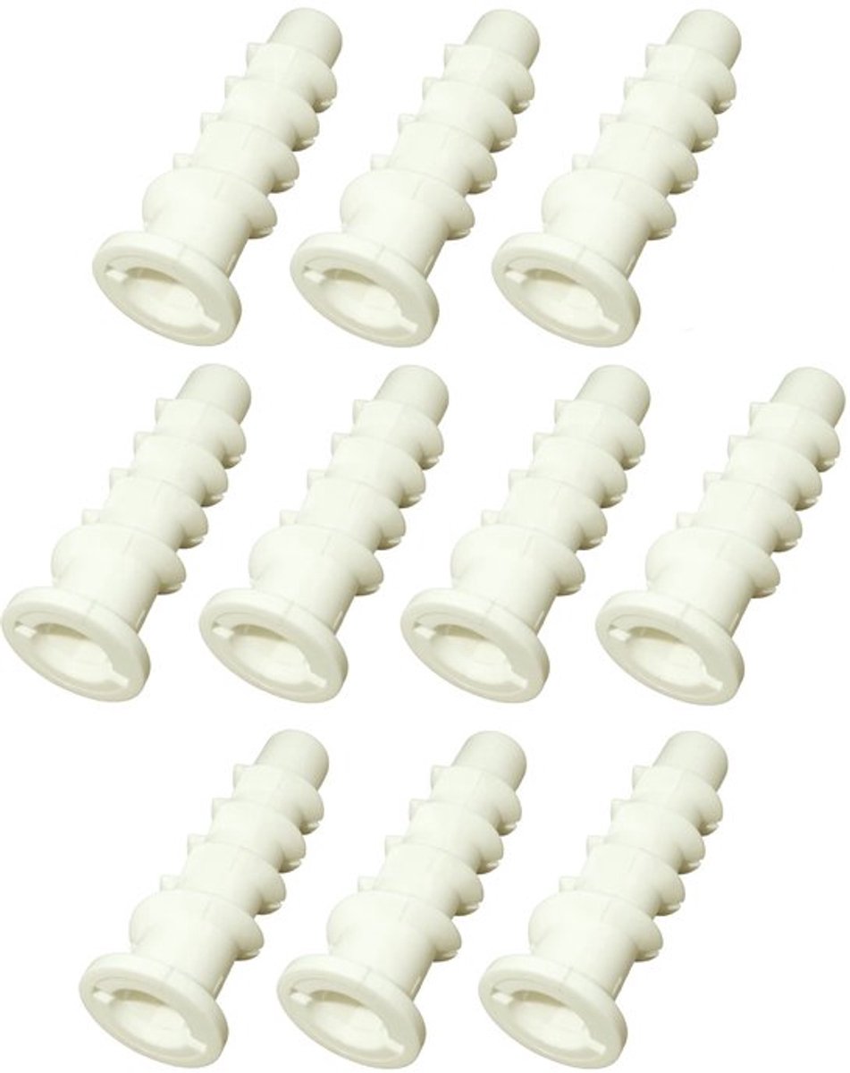 C57867 - Set van 10 kunststof pluggen voor gasbeton en pleistertegels Ã˜13x60mm - kleur wit