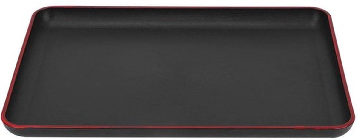 Plastic Tray Rechthoekig Japanse Stijl Dienblad Verstevigd Elegant Robuust en Duurzaam voor Restaurant Thuis Hotel (Zwart) (30x20cm)