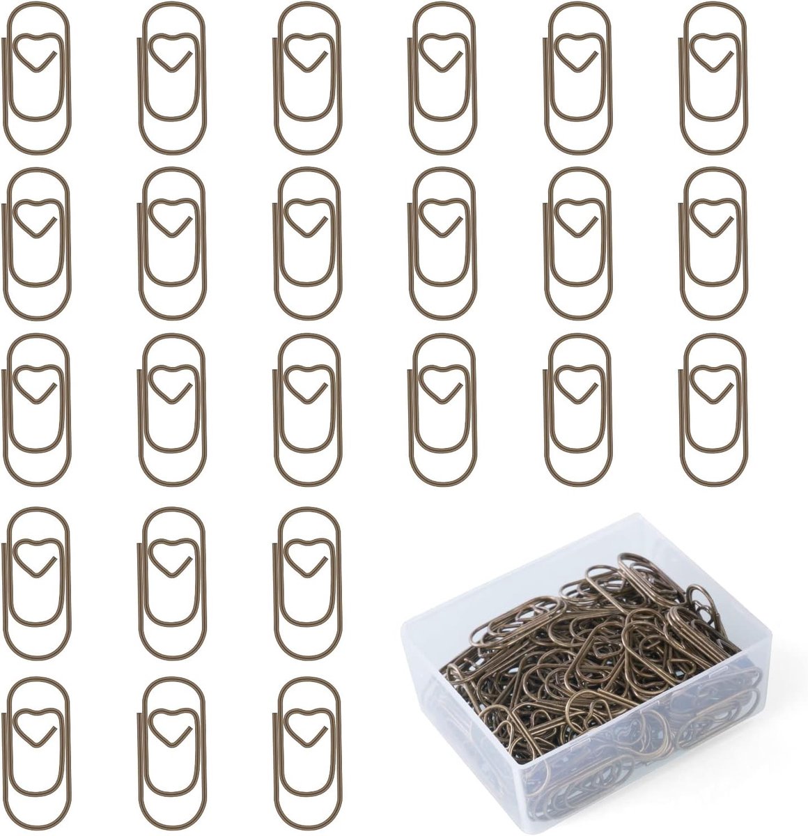 Hartvormige Paperclips in Brons, Metaal Bookmark Clips voor Documenten, School en Kantoororganisatie, Perfect voor Ordenen en Archiveren