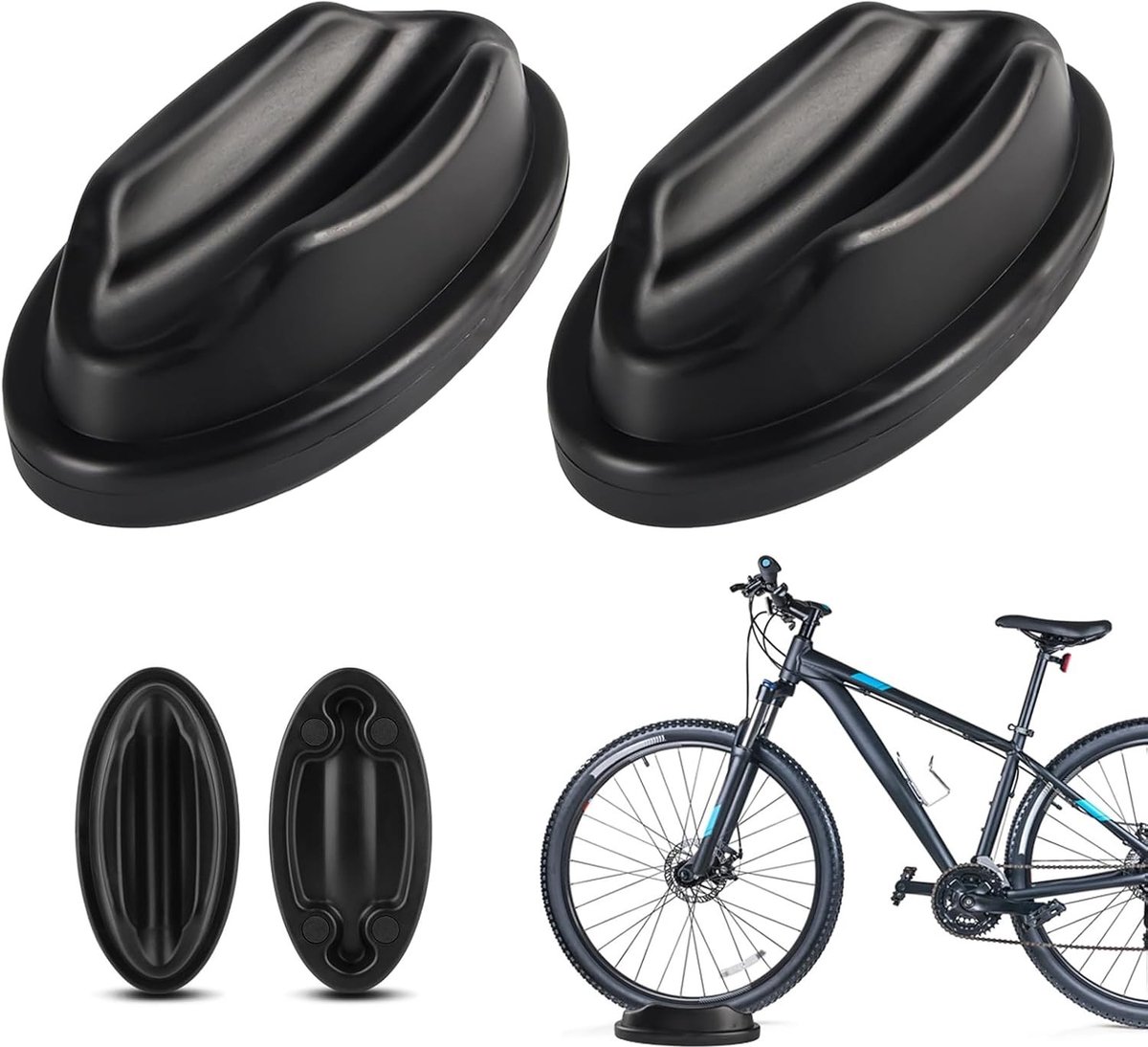 Voorwielsteun Fiets - Roltrainer Accessoire - Indoor Training - Stabiele Ondersteuning - 2 stuks - Zwart