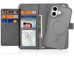Dux Ducis Lawa Hoesje Geschikt voor Apple iPhone 17 - Magnetische 2-in-1 Wallet Book Case - Compatibel met MagSafe - Grijs