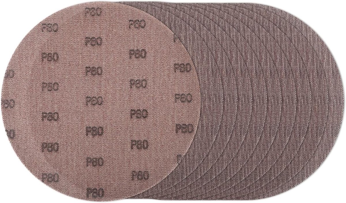 Sanding discs voor stofvrij schuren, 225 mm diameter, anti-blokkerende schuurpads voor gipsplaten en plafondschuurmachines, 80# schuurpapier