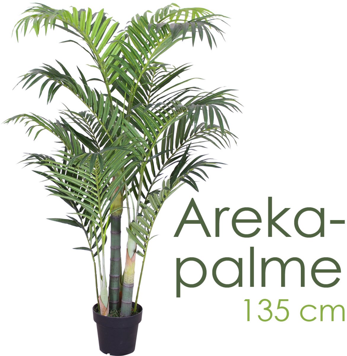 Grote kunstpalm, realistische arecapalm van kunststof, 135 cm hoog, balkondecoratie, Decovego